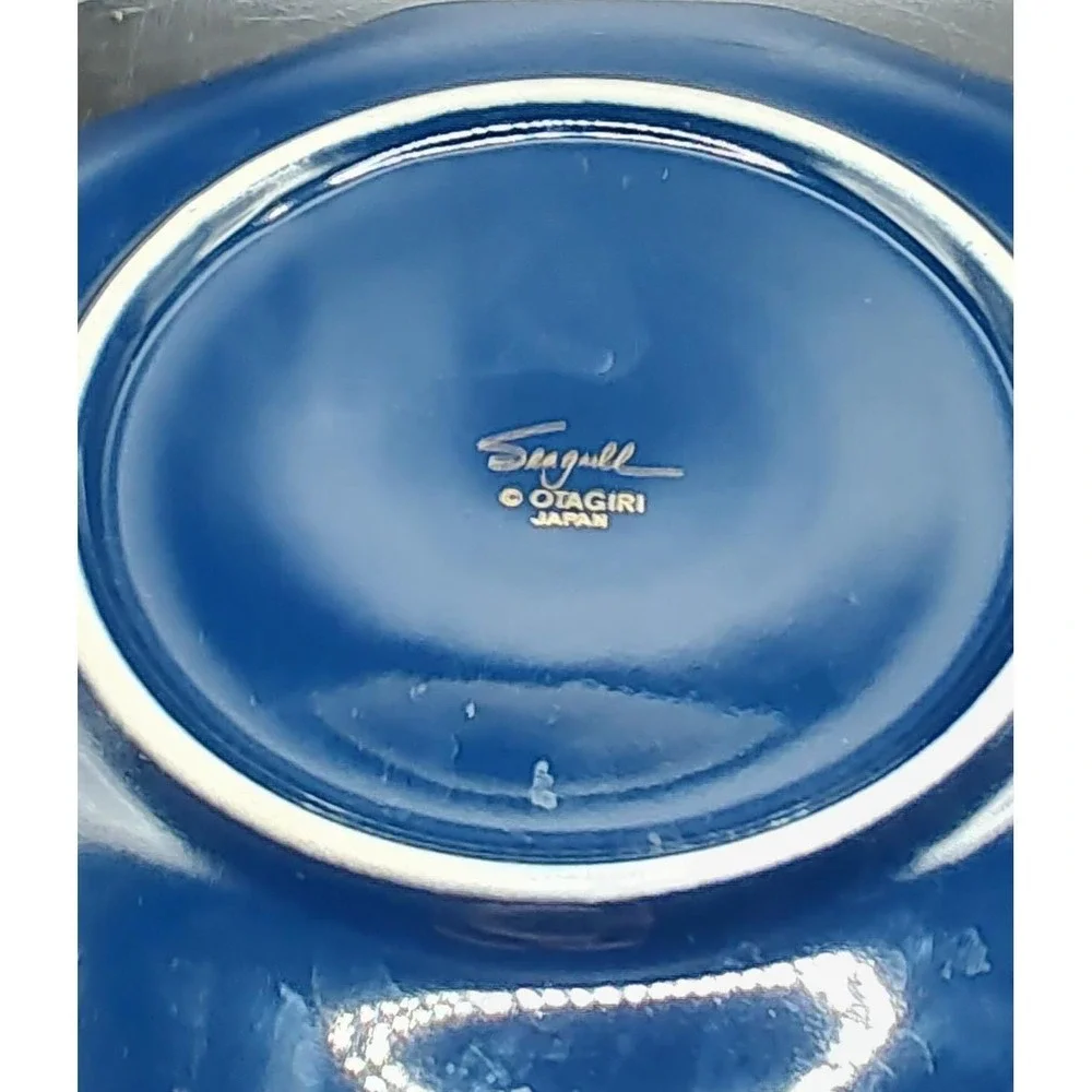 Vintage‎ Otagiri Octagonal Cobalt Blue Ceramic Plate Seagulls Bird Nautical 8